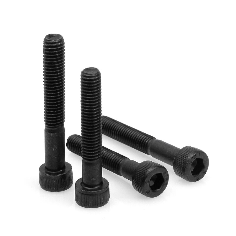 M4 Bolt 12.9 Grade Alloy Steel Black Hexgon Socket Screw M4 x 30 35 90 100 130 140 150mm Black Extended Screw Half Tooth Bolts