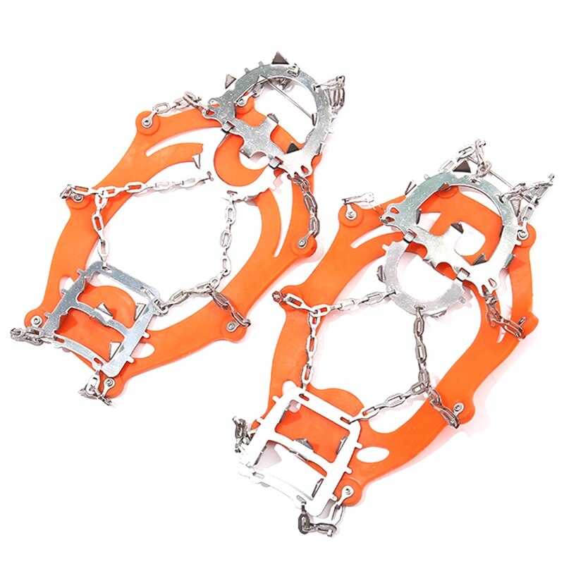 Ice Cleats Traction Snow Grips for Boot Shoe Anti Slip 18 Spikes Safe Protector U7EF: Orange
