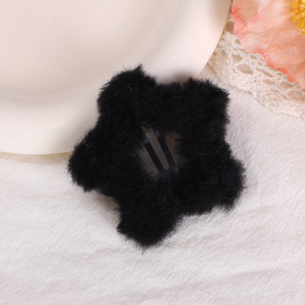 1/2/4 Uds. Pinzas para el cabello BB de estrella de felpa dulce para mujeres y niñas, horquillas con flequillo lateral esponjoso, pasadores, accesorios para el cabello Y2K: S / Rosa