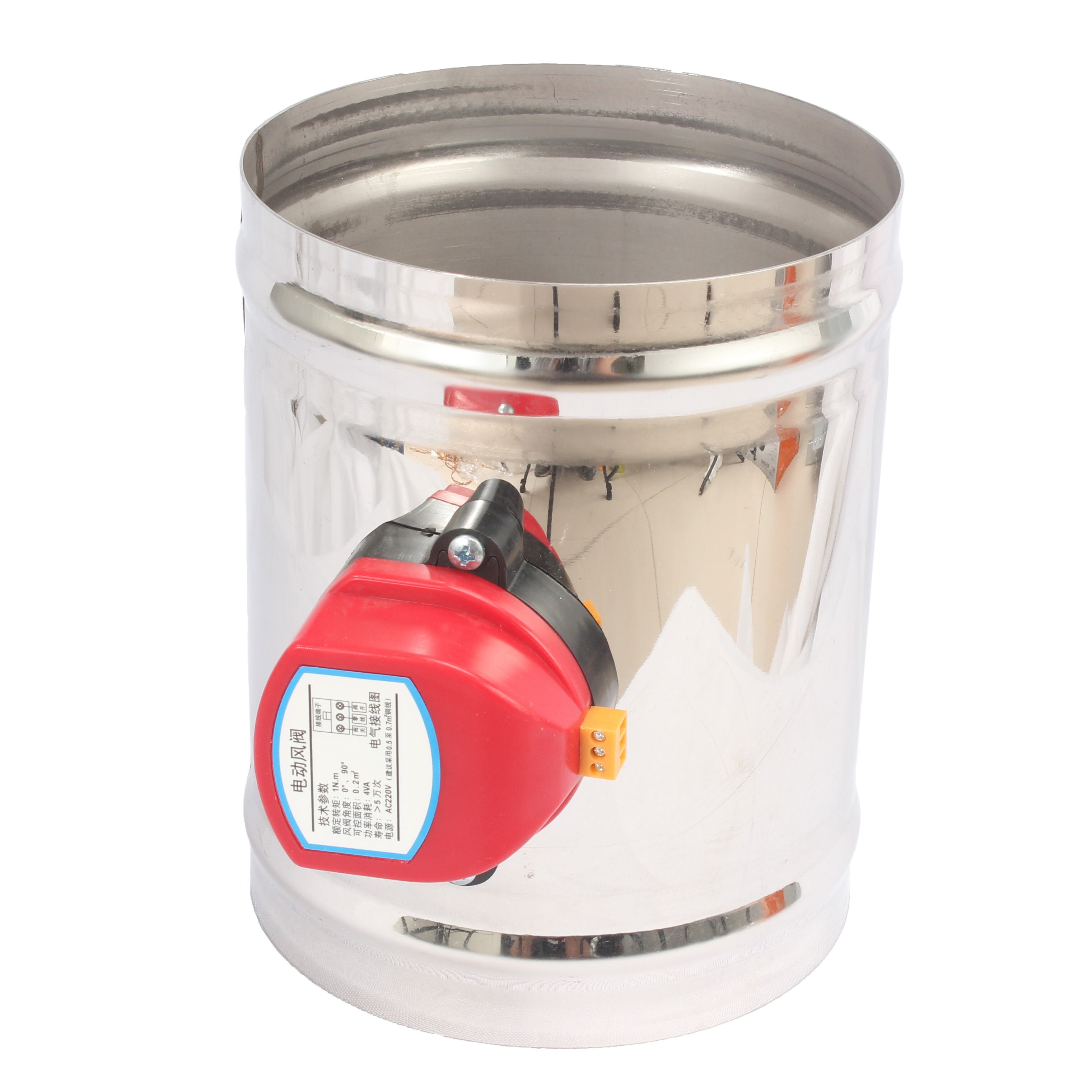 80/100/125/150/200 Mm Rvs Elektrische Luchtkanaal Demper Klep Hvac Luchtkanalen gemotoriseerde Air Demper AC220V Actuator Drive