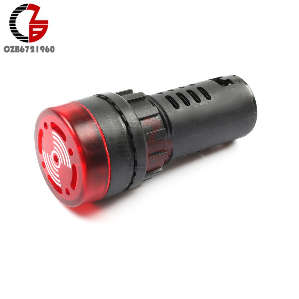 Buzzer d'alarme Flash LED 12V 24V 110V 220V lumière LED, voyant lumineux d'avertissement, rouge vert jaune, AD16-22SM: 12V Red