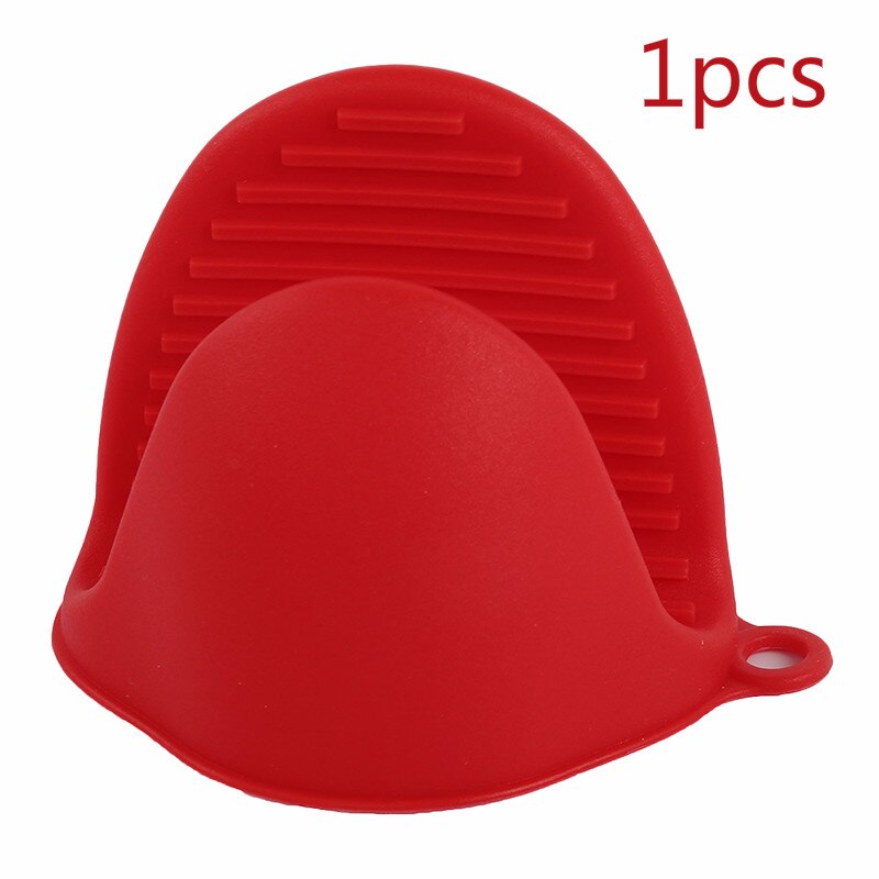 Silicone Heat Resistant Oven Mitts Kitchen Cooking Gadgets Baking Gloves Insulation Non Stick Anti-slip Pot Bowel Holder Clip: 1pcs red D