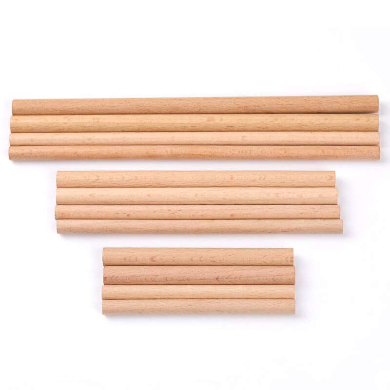 Varillas de espiga de madera Natural sin terminar, palos de madera maciza para macramé, artesanía, espiga duradera, modelo de construcción, herramienta de carpintería