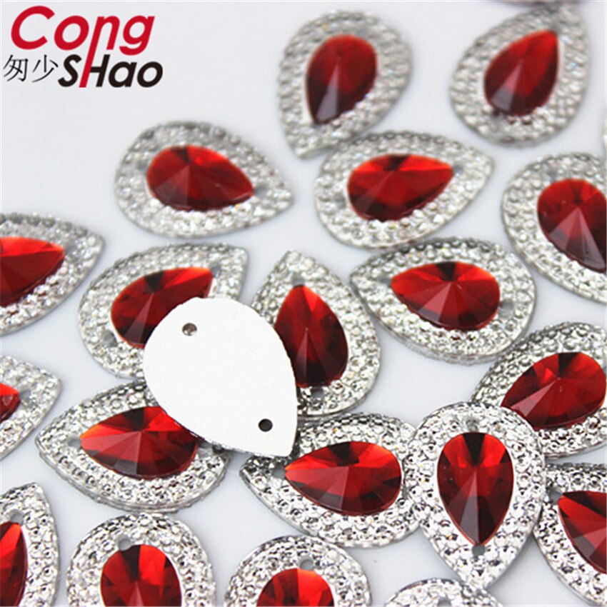 Cong Shao 200Pcs 13*18Mm Ab Kleurrijke Plaksteen Naaien 2 Hole Kostuum Knop Kristal Hars Strass trim Accessoires YB36