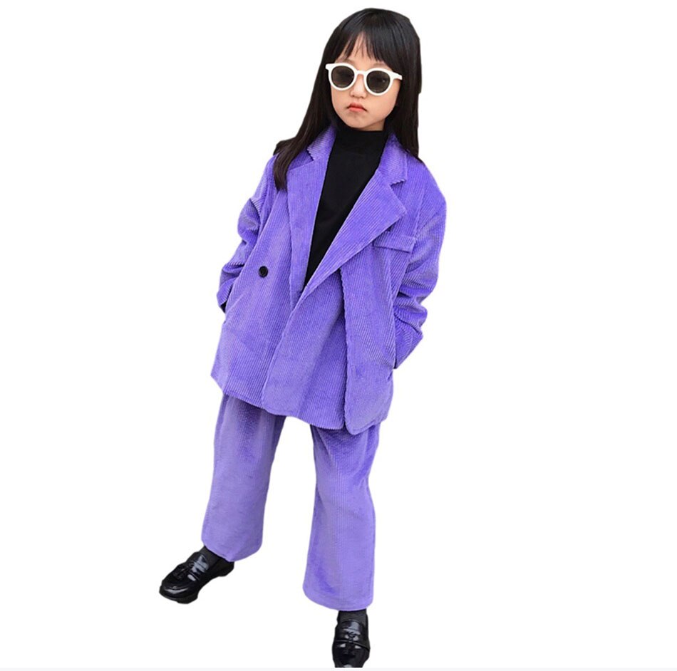 Chándal de pana para niña adolescente, conjunto de ropa para niña, chaquetas escolares, pantalones, traje para niño de 10 a 12 años,