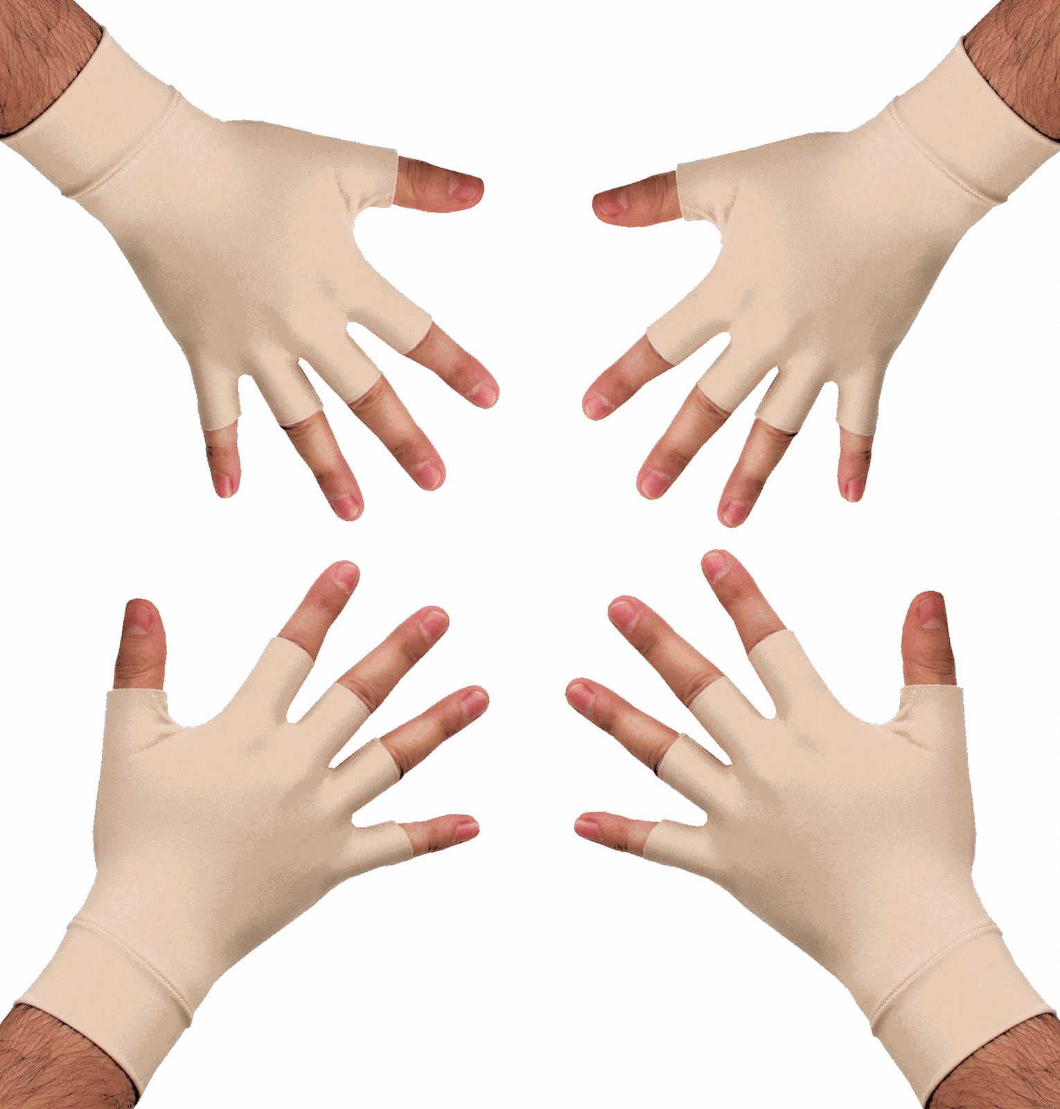 1 Pairs Anti Artritis Gezondheid Therapie Handschoenen Compressie Hand Pijnbestrijding Magnetische Therapie Vingerloze Handschoenen Pols Hand Ondersteuning: Beige