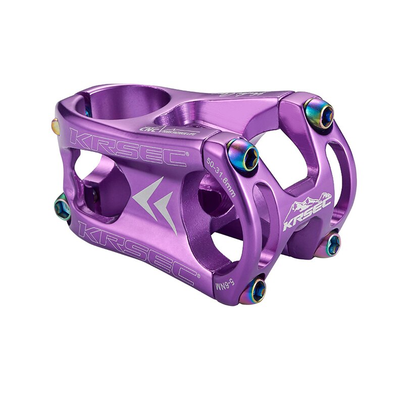 Krsec mtb skaft titan 31.8*50mm styrstång aluminiumlegering ultralätt passform 28.6mm gaffel kort stång cykel accessoarer: Lila