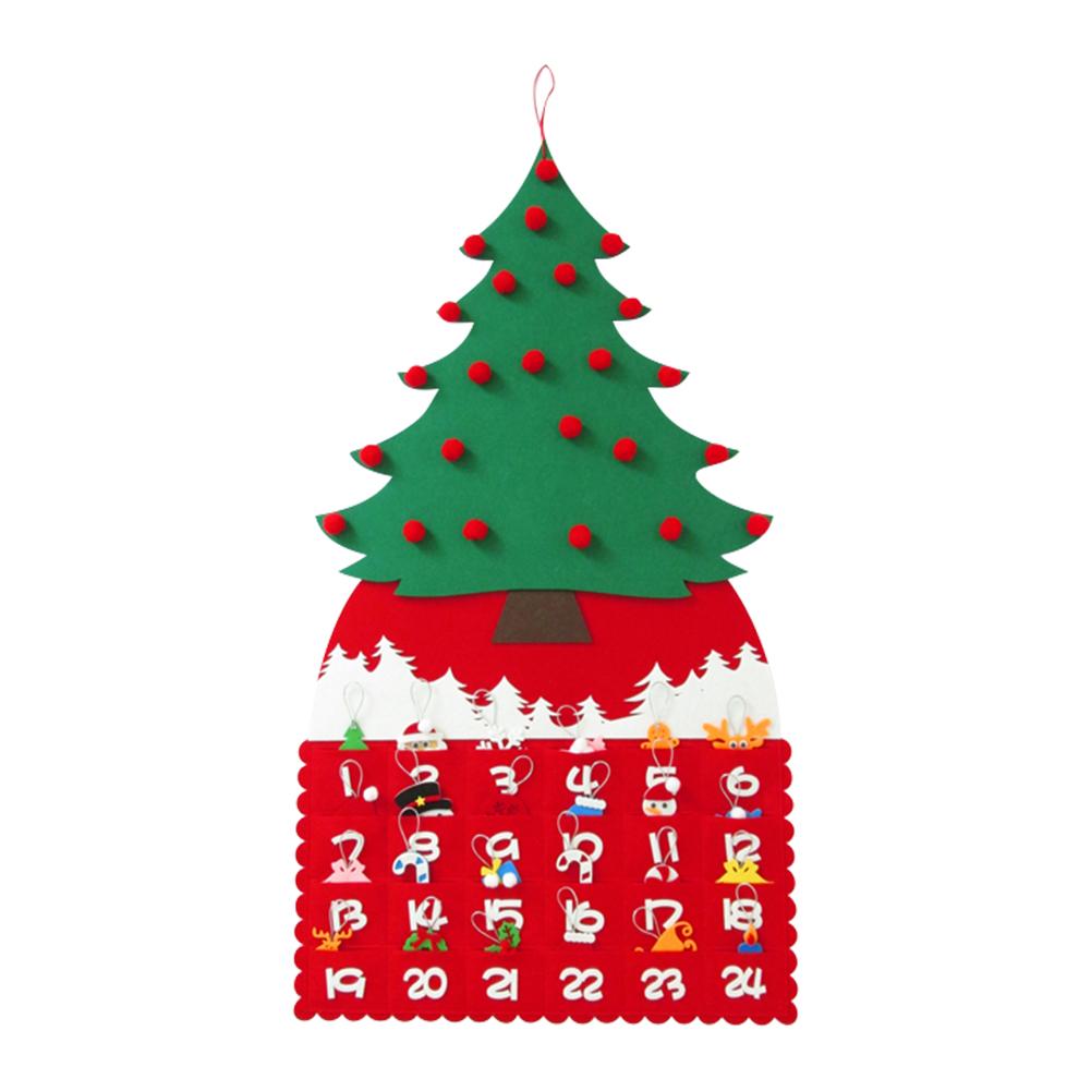 DIY Christmas Tree Felt Advent Calendar Countdown to Year Homemade Advent Calendar Christmas Party Decoration 52x95cm