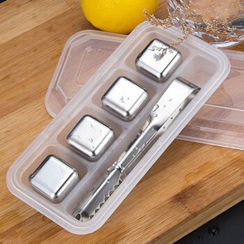 Stainless Steel Ice Cubes Reusable Chilling Stones for Whiskey Wine Keep Your Drink Cold Longer Quick-frozen Ice Particles: B 4 grain with clip