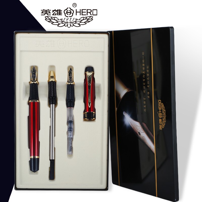 Hero fountain pen 7032, 3 in 1 comb pen set ,ink pen: Red