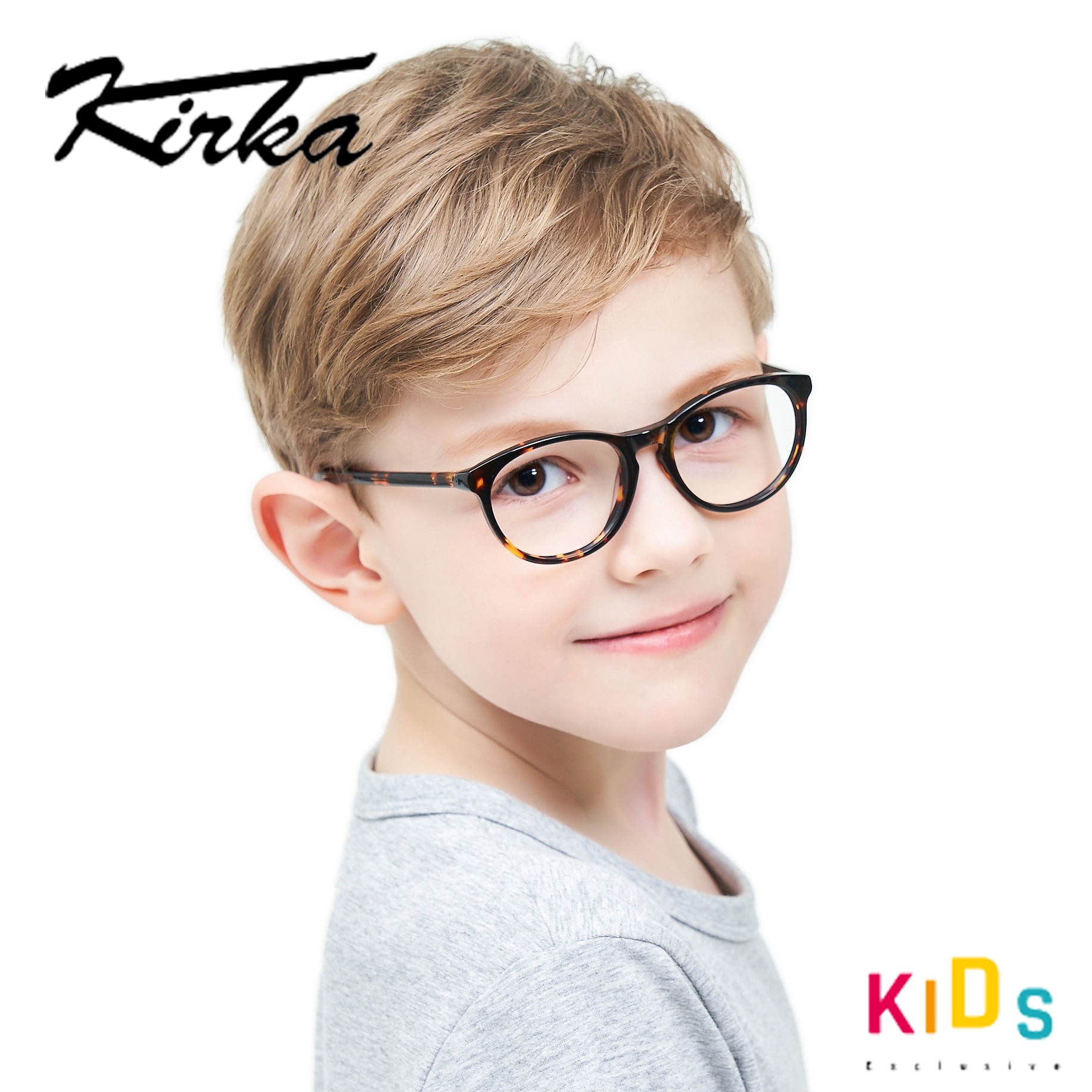 Kirka Transparent Glasses Kids Child Girl Round Glasses Frame Myopia Optic Spectacle Retro Frame Kids Computer Glasses Frame
