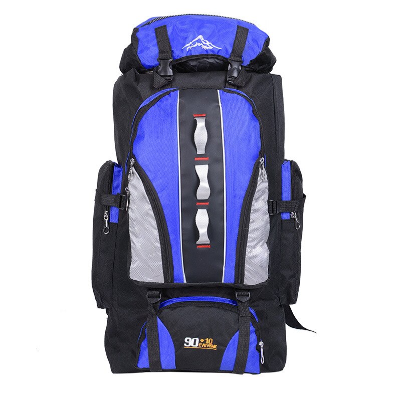 100L Large Capacity Outdoor Sports Backpack Men and Women Travel Bag Hiking Camping Climbing Fishing Bags waterproof Backpacks: Blue