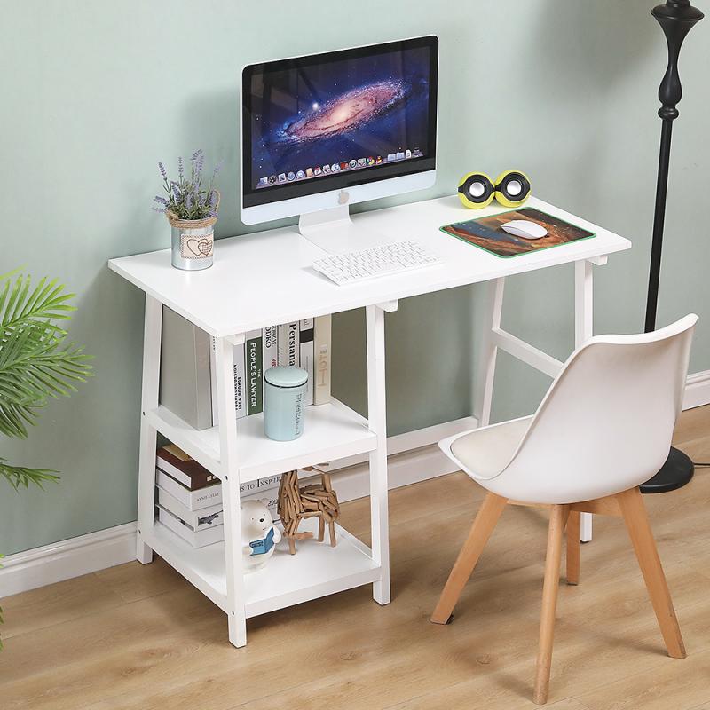 Grote Houten Computer Bureau Laptop Bureau Tafel Studie Bureau Met 2 Tiers Planken Kantoormeubilair Pc Laptop Werkstation Hwc