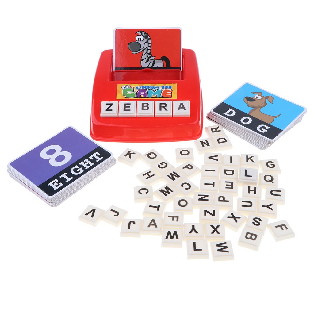 Sjovt læsefærdighedskortspil - børn stavning og skrivning af ordmaskine alfabet brev pædagogisk barnelegetøj