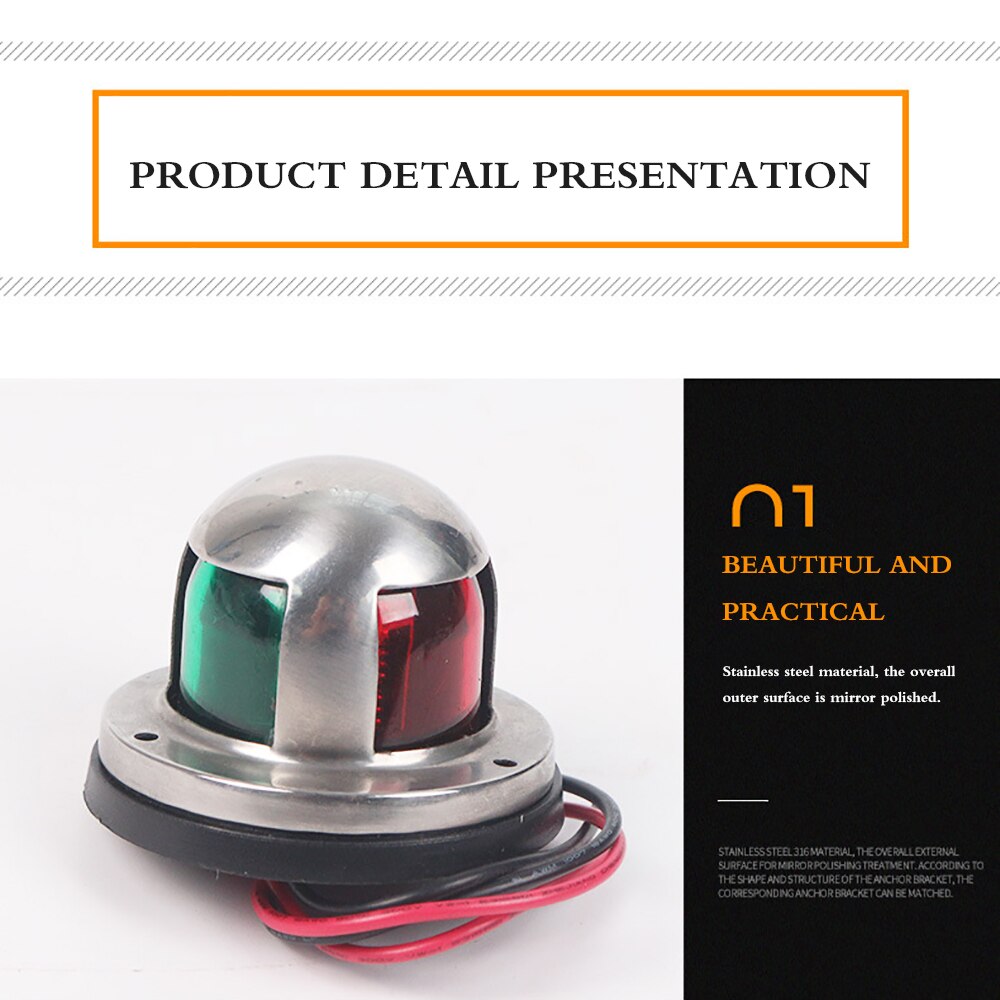 12V Stainless Steel Red Green LED Navigation Lights Boat Marine Indicator Spot Light Marine Boat Yacht Sailing Light