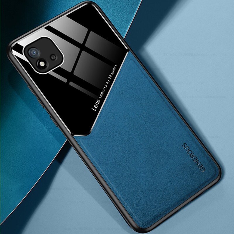 Leder Textur Auto Magnetischer Halfter Telefon Abdeckung Für Realme C21 C21Y RealmeC21 Realmi C 21 Y 21Y Weiche Silikon schützen Coque: Pro Realme C21Y 2021 / Blau