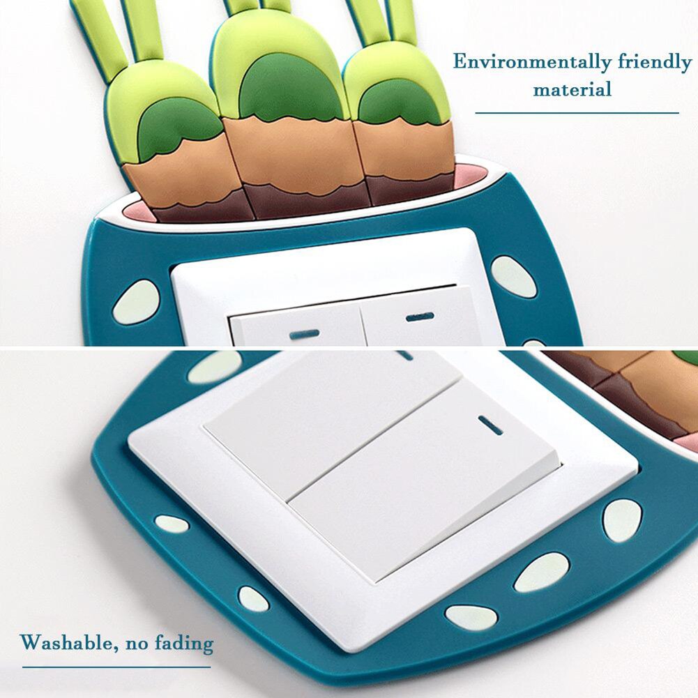 Silicone 3D Switch Sticker Luminous Cactus Wall Switch Stickers DIY Wall Decal Wall Sticker Wall Decor Stickers Home Decor