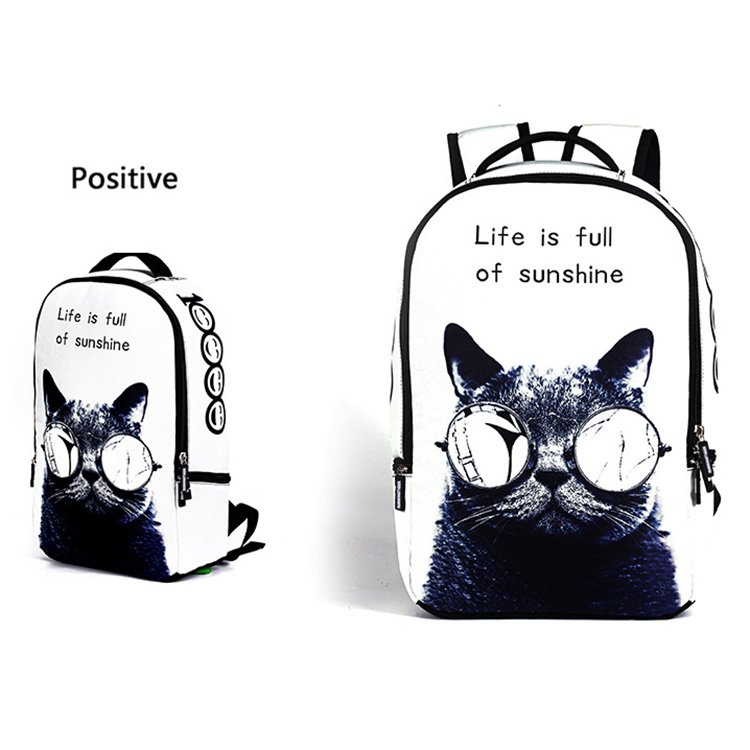 Kvinder skoletaske 3d tegneserie kat rygsæk rygsæk til piger rejser sport -opk