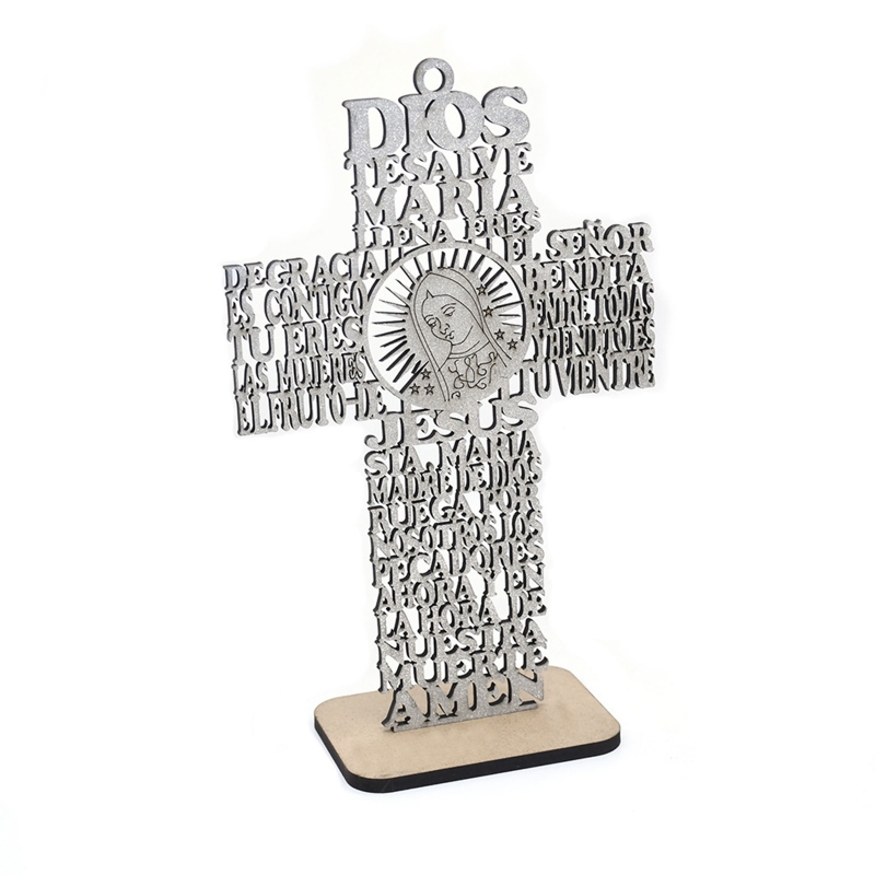 Handgemaakte Kruis Religieuze Kruis Decor Houten Kruis Home Decor Hand Gesneden Muur Kruisen Voor Woonkamer Nursery Wedding: Silver