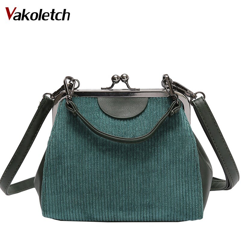Kleine clutch handtassen gestreepte corduroy dames messenger bags merk retro schelp handtas kleine schoudertas  kl527