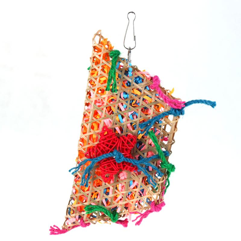 Cage à oiseaux colorée en bambou, tissage, balançoire, perroquet, oiseau de vigne, morsure, balançoire, accessoires, corde en coton, jouets pour perruches: 02