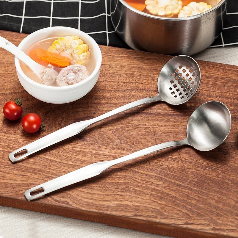 Pot Slotted Ladle Soup Spoon Stainless Steel Long Handle Small Size Large Size Porridge for Scooping up Porridge Home