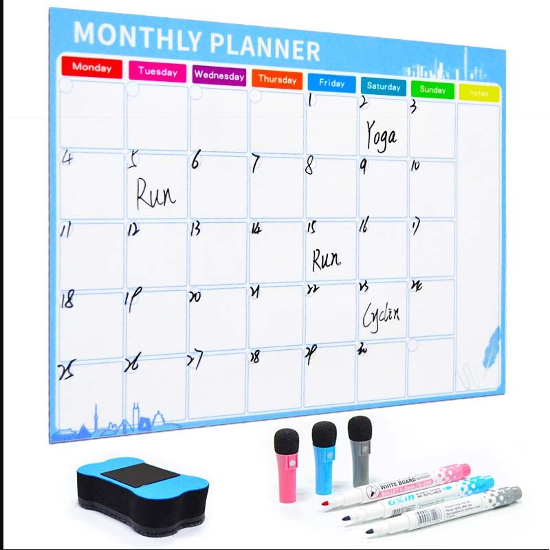 A3 whiteboard månedlig plan skole kunngjøringstavle diy magnetisk meldingstavle kjøleskap magnet kalender daglig planlegger