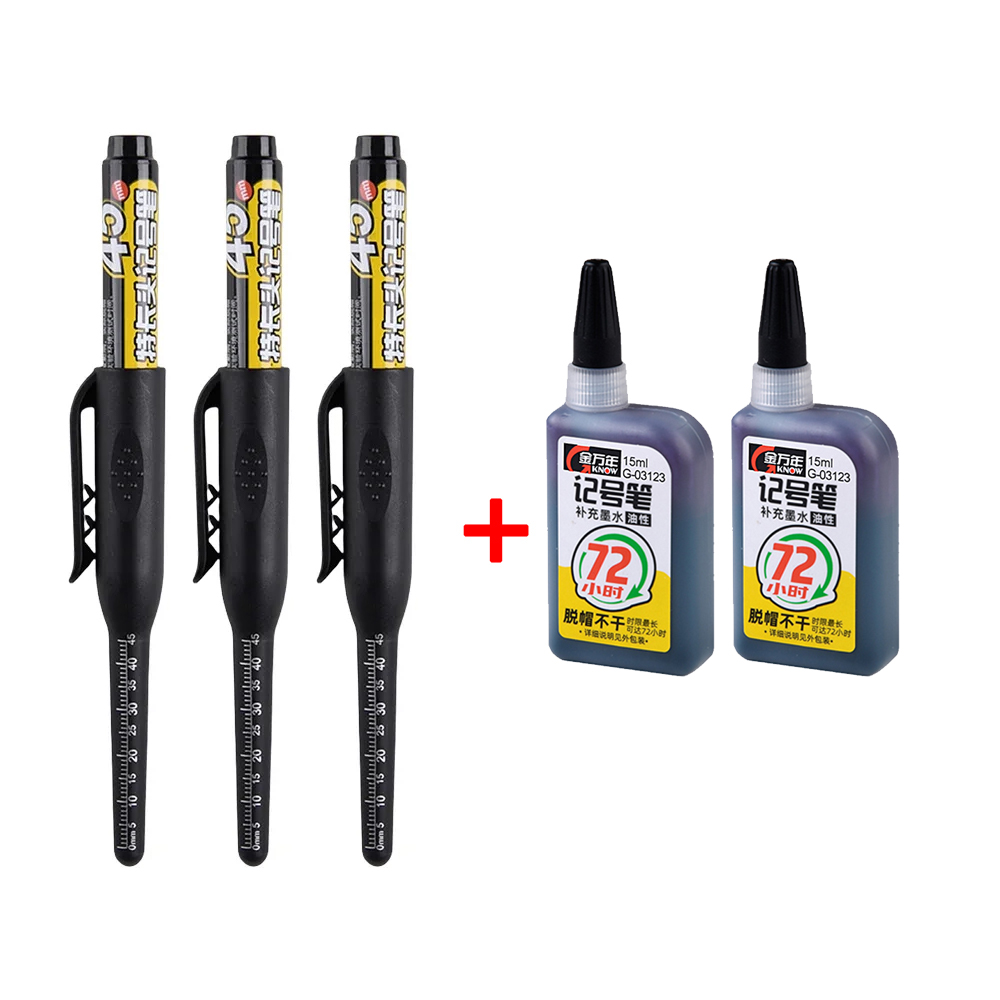 45mm dyphull-tusjpenner med lang spiss, snekkerpenn, svart/blått/rødt blekk, vanntett for måling av trebearbeidingsverktøy: Lilla