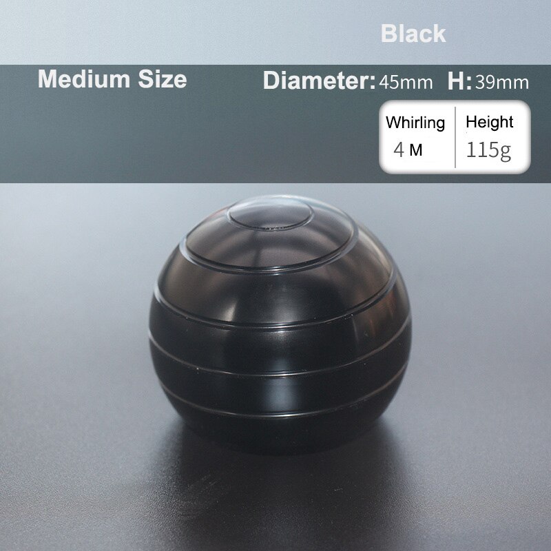 Ball Type Fingertip Gyro Metal Alloy Adult Office Desk Toy Decompression Anxiety Stress Relief Fidget Spinner Sensory Toys: Medium - Black