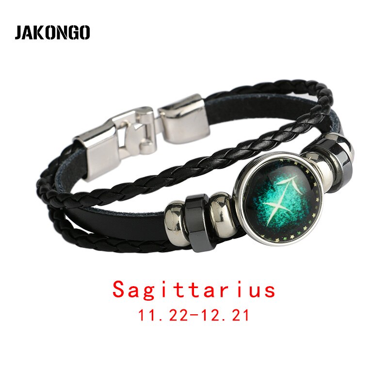 Maagd/boogschutter/waterman/schorpioen/weegschaal/steenbok 12 sterrenbeeld armband heren dames gevlochten leren armbanden & bangles: Boogschutter