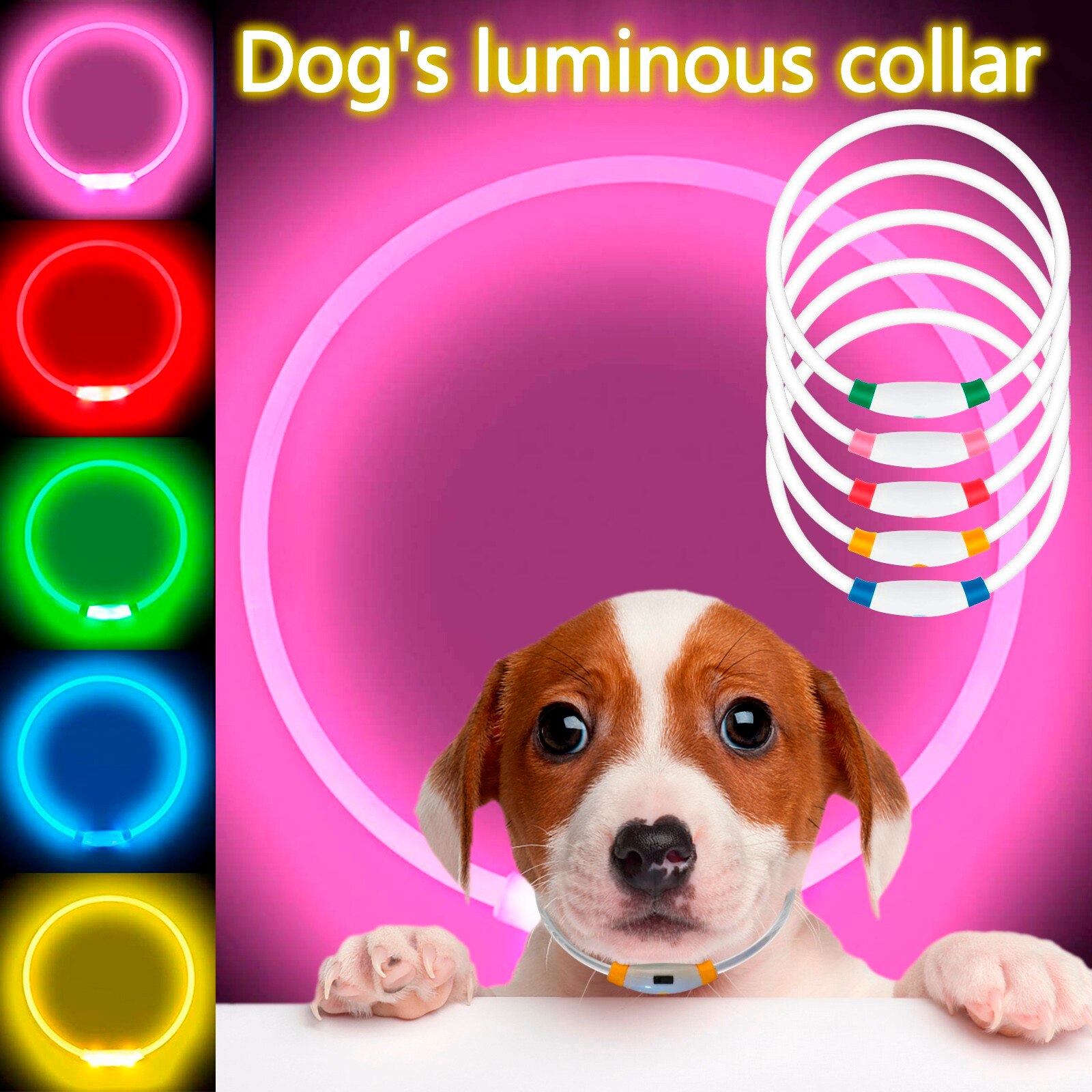 Led Usb Dog Collar Rechargeable Led Charging Tube Flashing Night Dog Collars Glowing Luminous Safety Pets Dog Collar