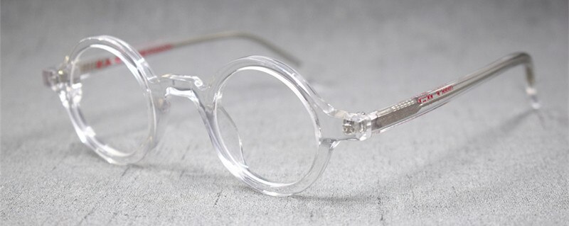 Small Vintage Round Hand Made Eyeglass Frames Full Rim Acetate Retro Glasses Eyewear Rx able: CRYSTAL