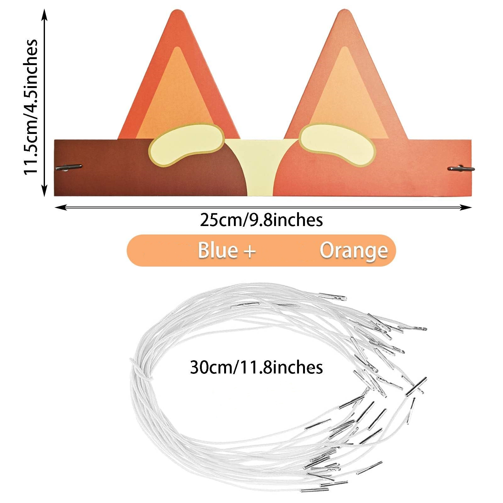 24 Uds. Diadema con orejas de perro, sombreros de de cumpleaños de perro azul, corona de de papel azul y naranja para niños, niñas, cachorros, tema de perro, nacimiento