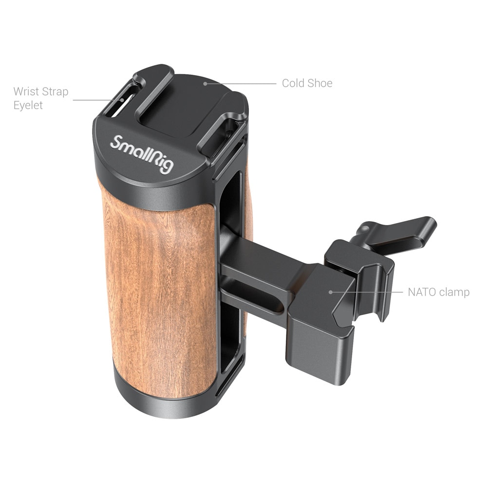 SmallRig DSLR Camera Handle Quick Release Wooden NATO Side Handle for SmallRig BMPCC 4K / 6K Camera Cage etc. 2915