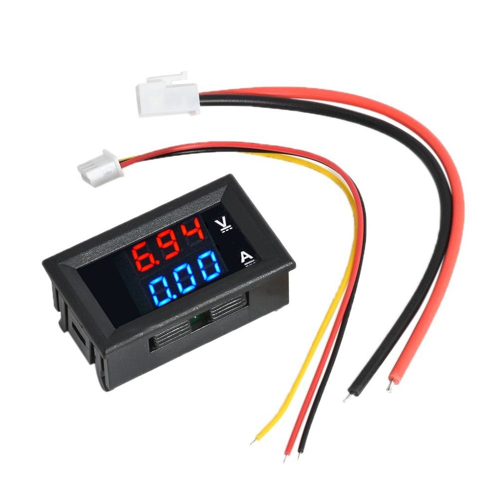 Dc 100v 10a voltmeter amperemeter blå + rød led forstærker dobbelt digital volt meter gauge: 10a- rød-blå