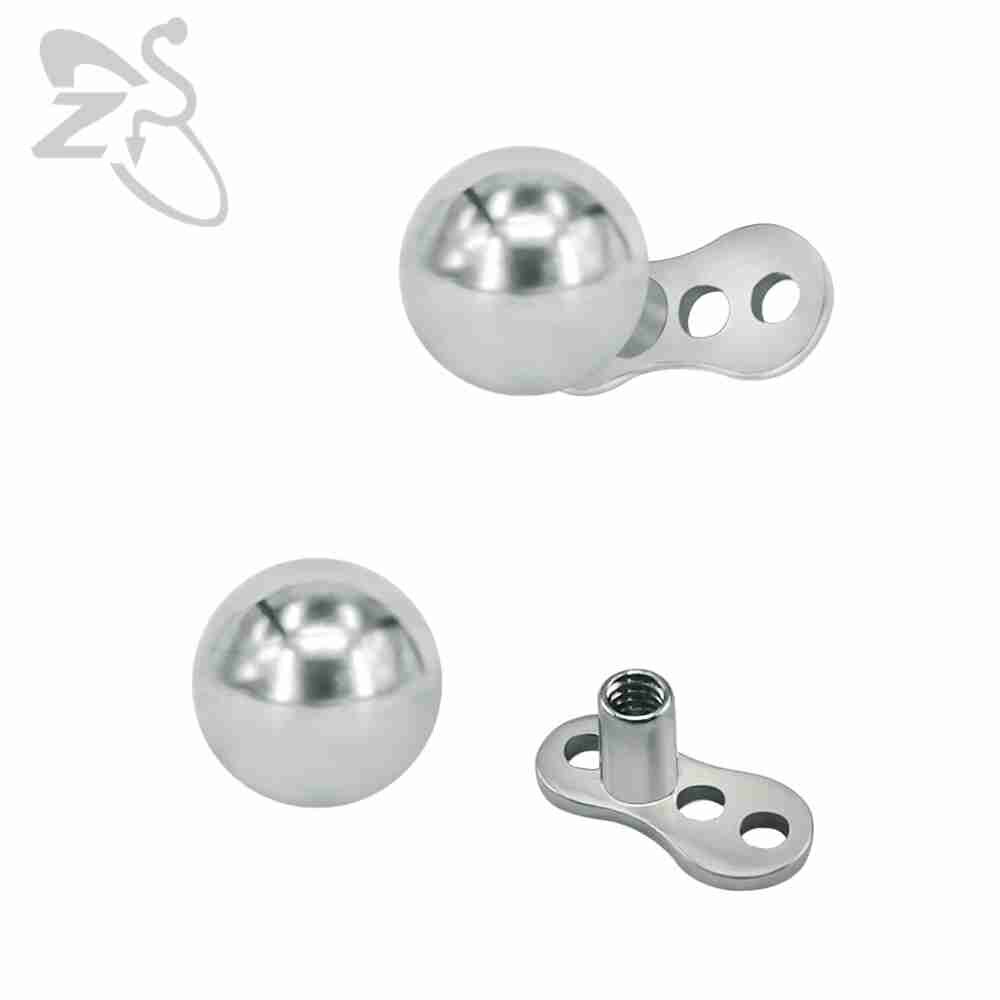 ZS micro dérmica Piercing Acero inoxidable Zirconia colorida con anclaje dérmico Piercings Top con anclaje dérmico piel Piercing de la superficie del buzo