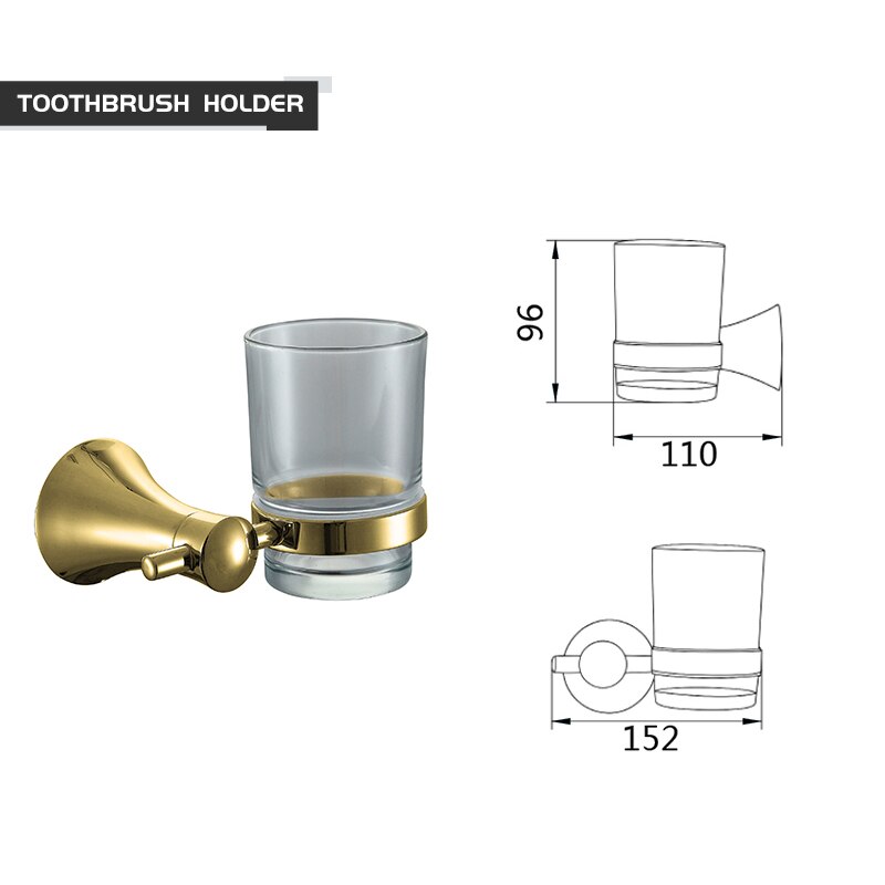 Bathroom Accessories Paper Holder Soap Shelf Towel Rack Toilet Brush Holder Towel Holder Hooks Brass Gold Bathroom Hardware Set: Cup Holder