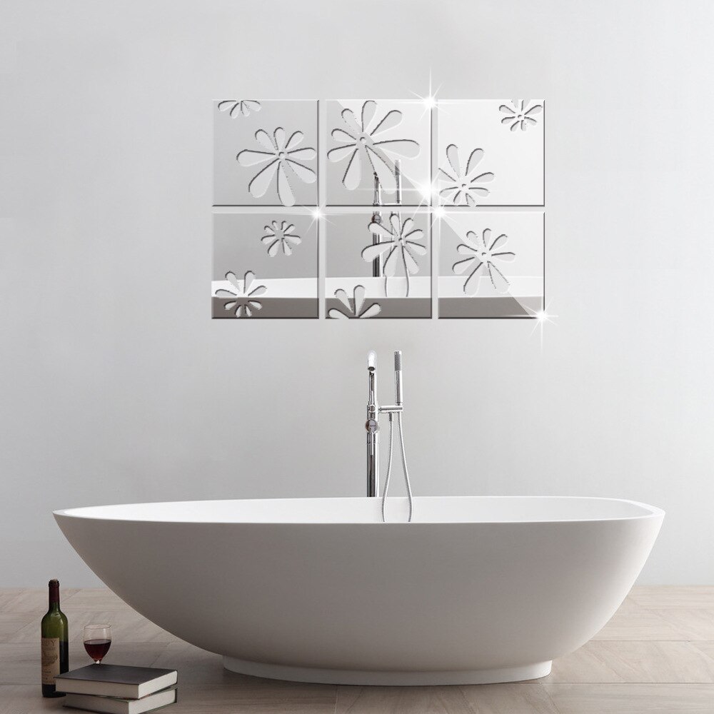 Funlife Spiegelwand Sticker Acryl Sticker Stereo Tv 3D Kleine Bloem Spiegel Sticker MS361248