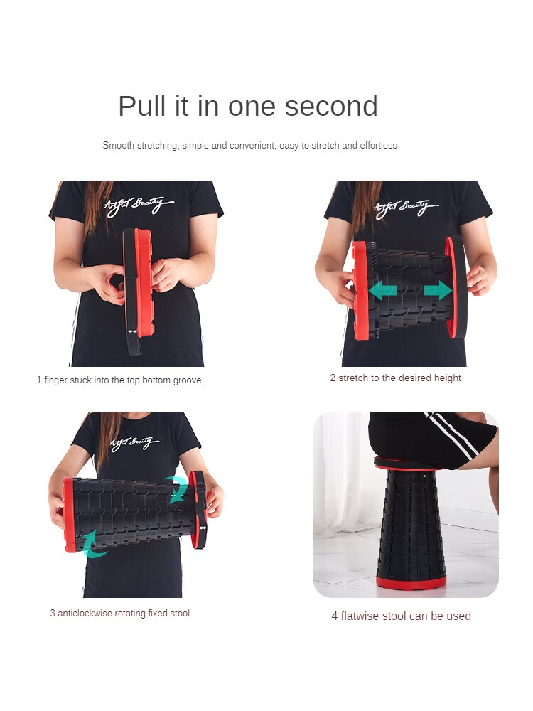 Outdoor Camping Stretchable Kruk Rekbaar Draagbare Plastic Kruk Rekbaar Stoel Vissen Opvouwbare Kruk