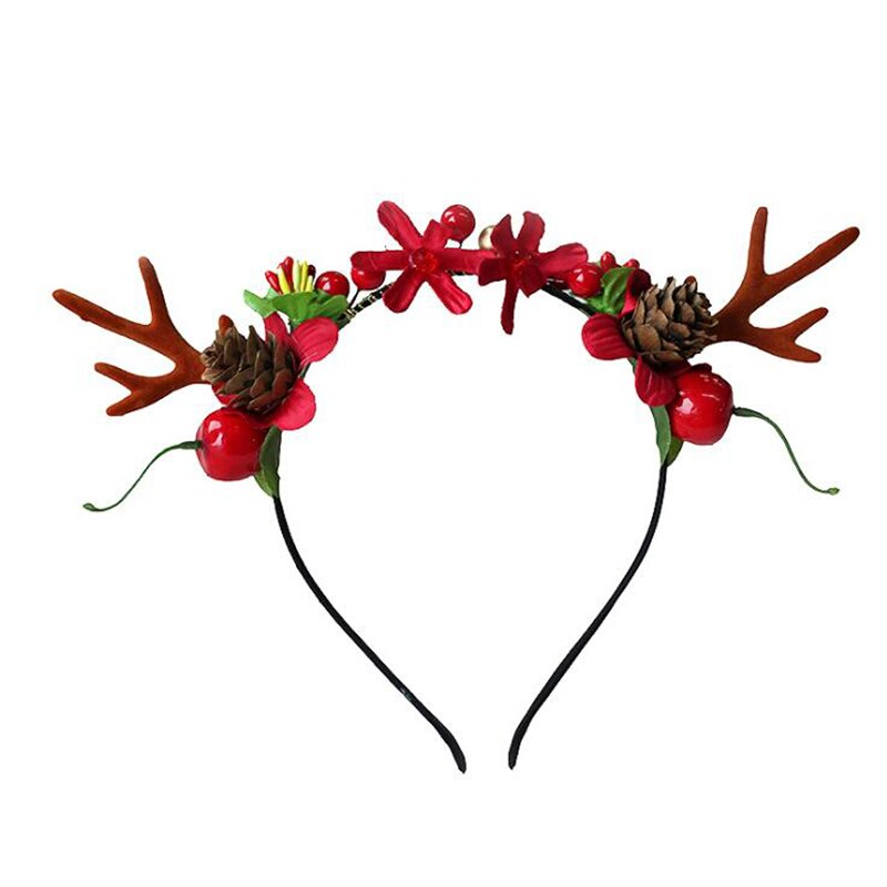 Christmas Deer Horn Headdress Elk Cat Ear Headband Kids Adults Hair Accessories Party Festival Year Decor Photo Props: red