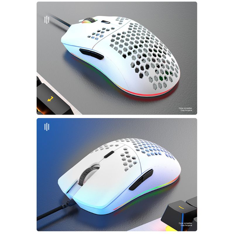 M6 Hollow Honeycomb Pattern Game Mouse Lightweight RGB Wired Gaming Mice 12000DPI for Game Lovers and Brand