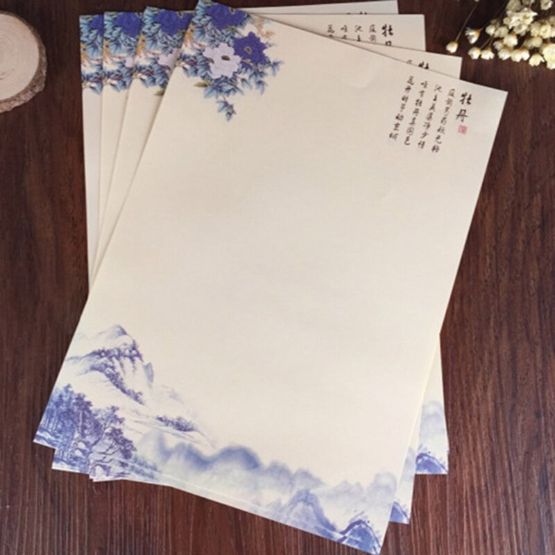 8 piezas estilo chino antiguo Vintage Retro escritura papel carta Set Oficina escuela suministros papelería estudiante