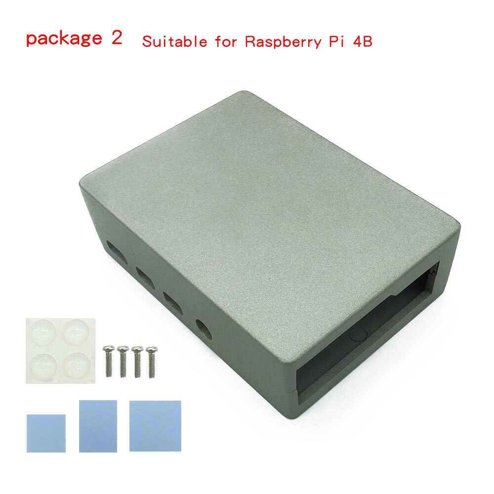 Raspberry Pi 4 Model B Aluminium Zwart Zilver Case Rpi 4B 3B Metalen Behuizing Zilveren Box Voor Raspberry Pi 3B/3B +/4B: Package 2