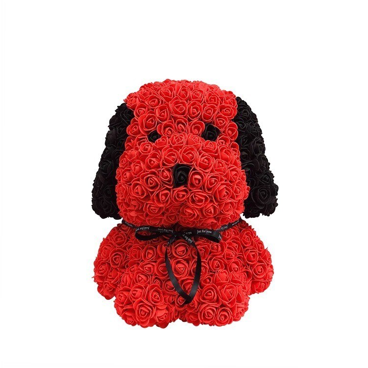 38cm rose huba hund bamse rose blomst kunstig dekorasjon jul til kvinner valentines: Rød / 38cm