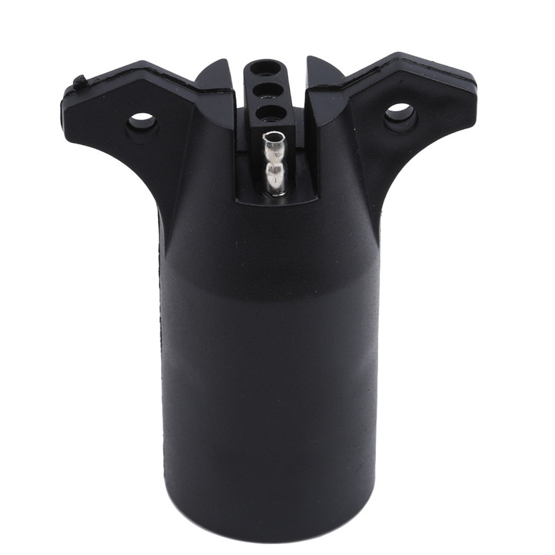 Black 7 Way Round To 4 Pin Flat Trailer Connector Adapter Plug Truck Accessories Trailer Parts