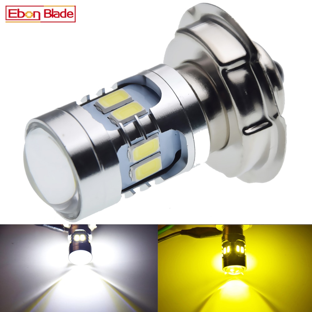 1Pcs P26S Led Koplamp Lamp Motorfiets Koplamp Scooter Motor Bromfiets Fiets Atv Hoofd Lamp Licht 6V 12V 24V Wit Citroengeel