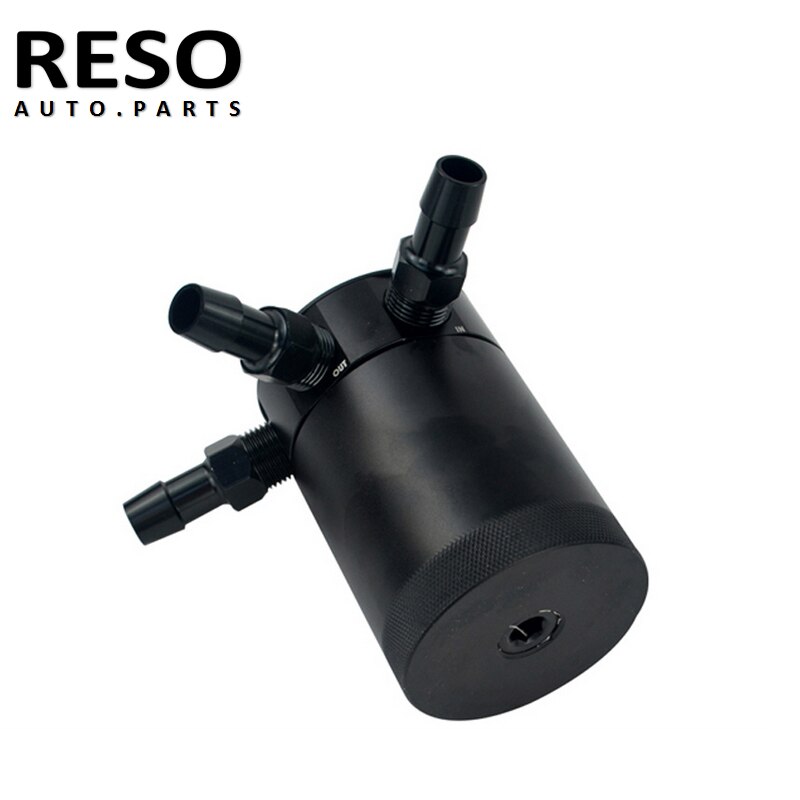 RESO- Universal Aluminum Oil Catch Can Tank Air Racing Oil Separator 2/3 Port with removable valve