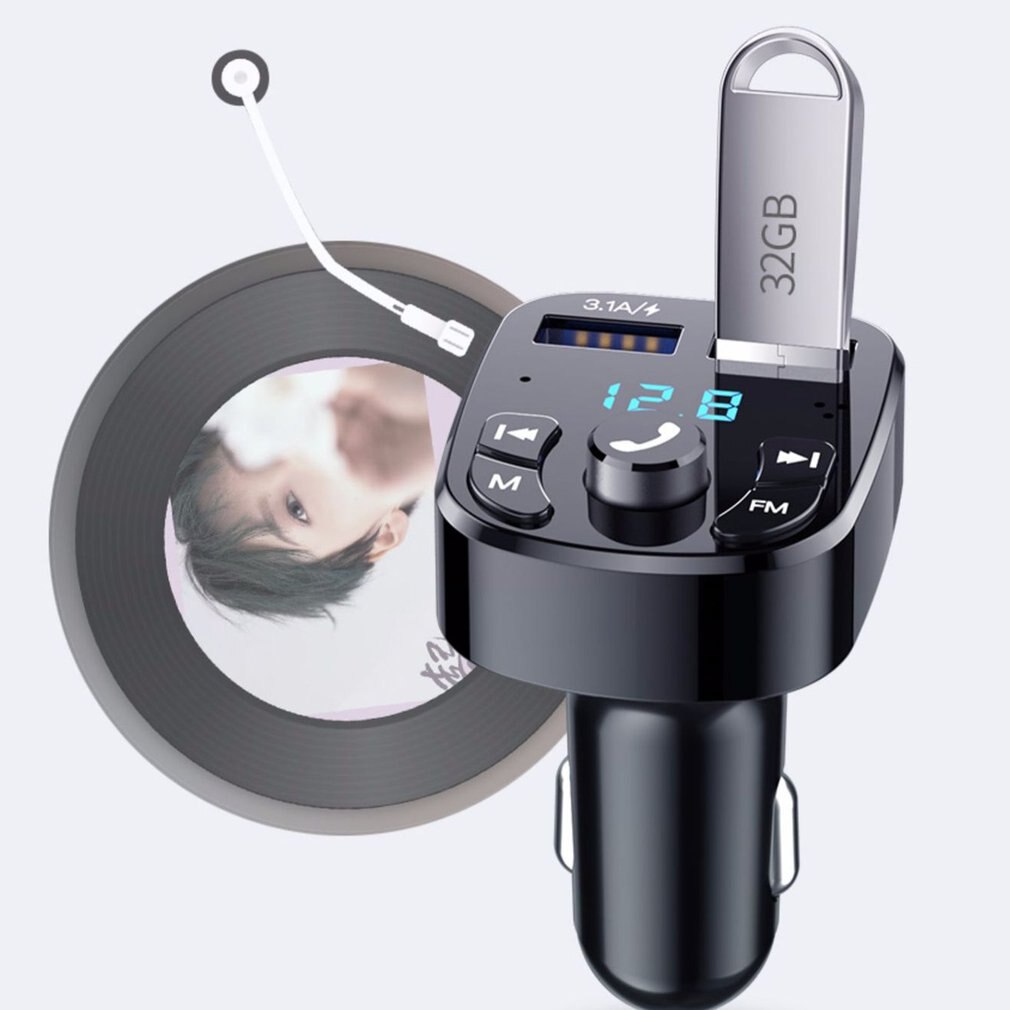 Kabelloser  mp3- player fürs auto (ohne akku), kabelloser dual-usb-anschluss , 3.1a schnellladeanschlüsse, usb-stick, musikwiedergabe, verlustfreie audiodekodierung