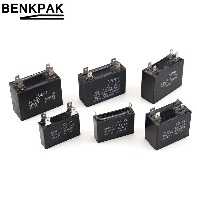 1uF 1.5uF 2uF 3uF 3.5uF 4uF 5uF 6uF 8uF 10uF 12uF Motor Run Condensator Motor Fan Start uitlaat ventilatie 450VAC CBB61