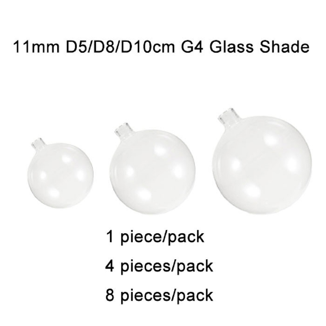 Klarer D5cm D8cm D10cm Globus G4 Glasschirm-Ersatz mit 1,1 cm Öffnung, 11 mm See, G4 transparenter Lampenschirm-Gewinde-OutCover